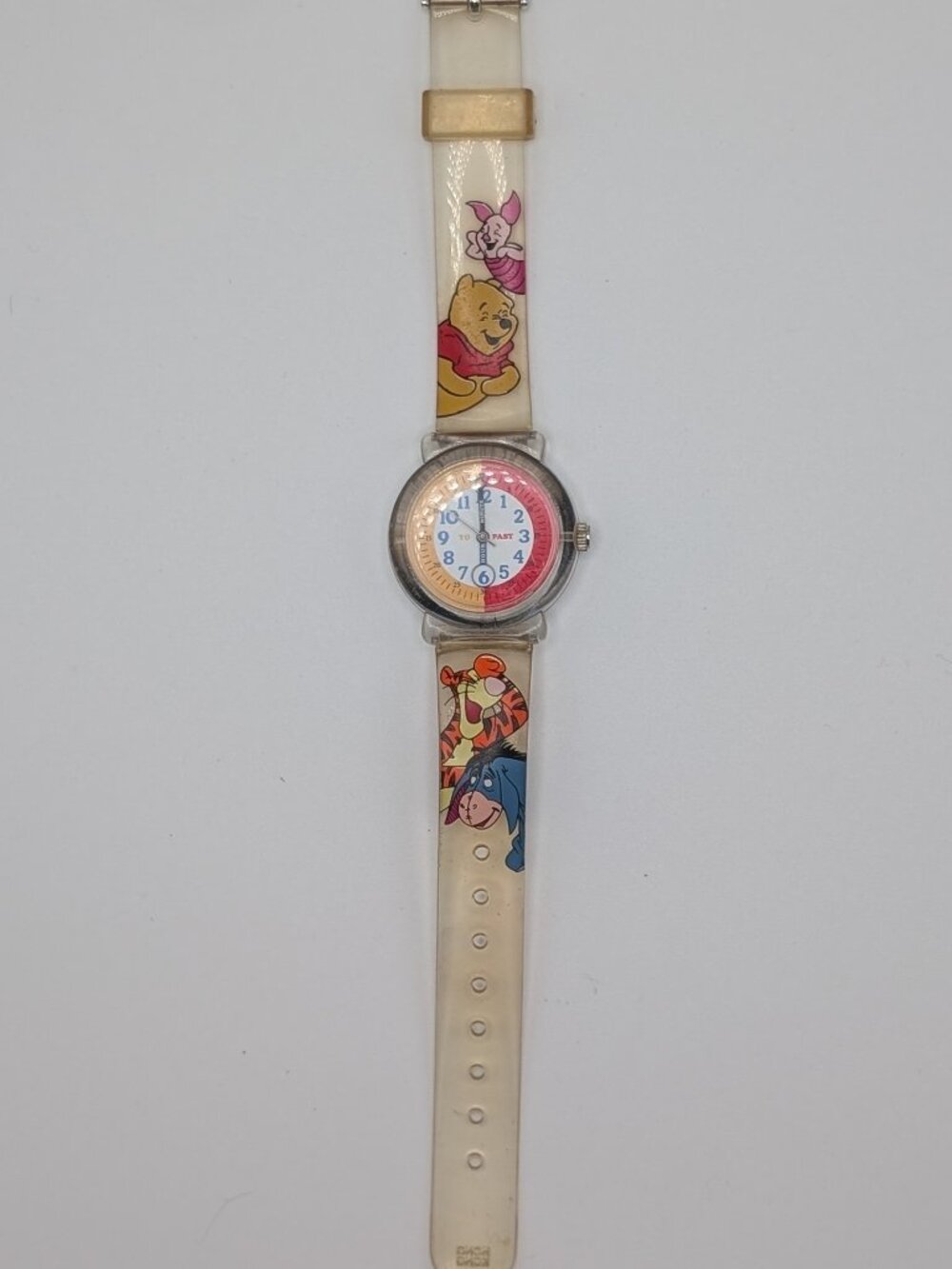 Women's Vintage 90s Timex "Pooh" Watch w/Clear Band Untested Needs Battery